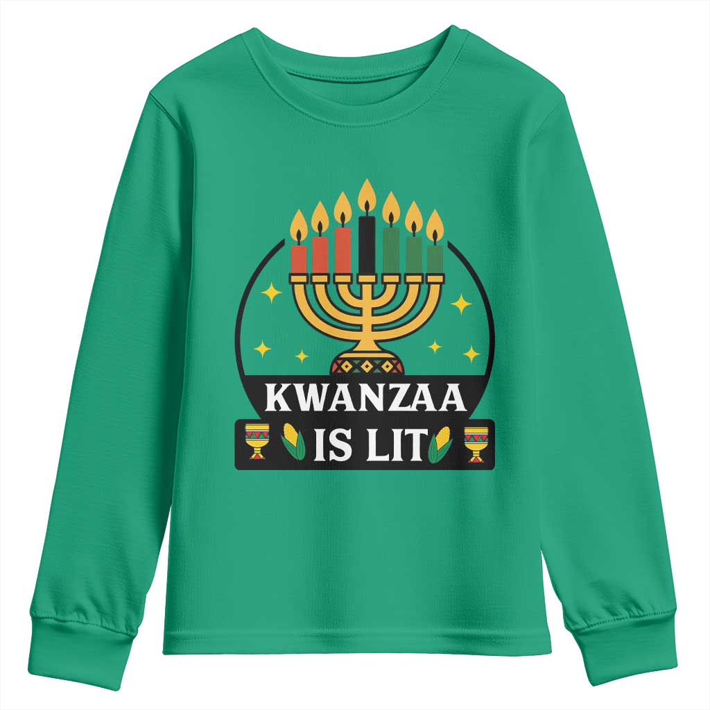 Kwanzaa Is Lit Youth Sweatshirt Funny African American Holiday Gift - Wonder Print Shop