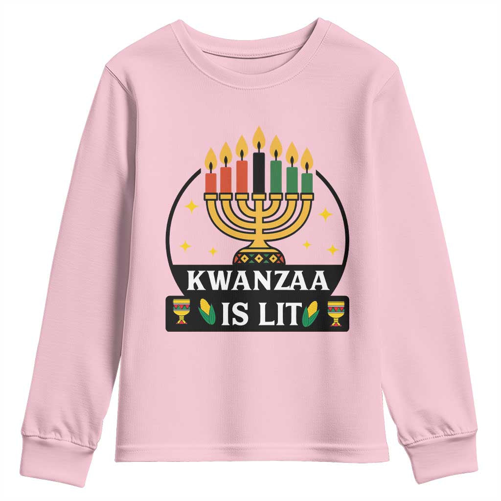 Kwanzaa Is Lit Youth Sweatshirt Funny African American Holiday Gift - Wonder Print Shop