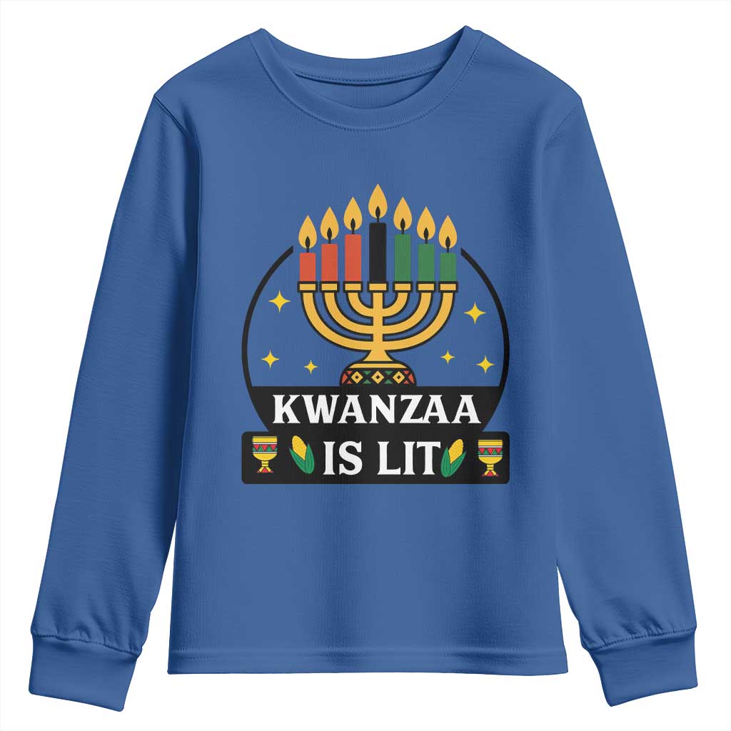 Kwanzaa Is Lit Youth Sweatshirt Funny African American Holiday Gift - Wonder Print Shop