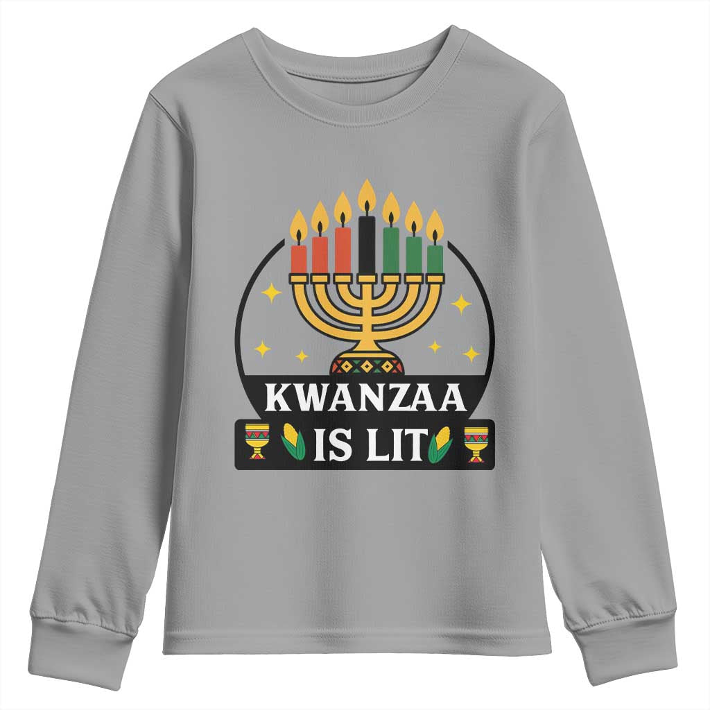 Kwanzaa Is Lit Youth Sweatshirt Funny African American Holiday Gift - Wonder Print Shop