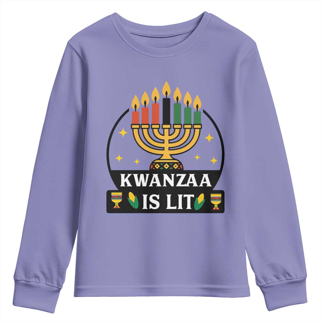 Kwanzaa Is Lit Youth Sweatshirt Funny African American Holiday Gift - Wonder Print Shop