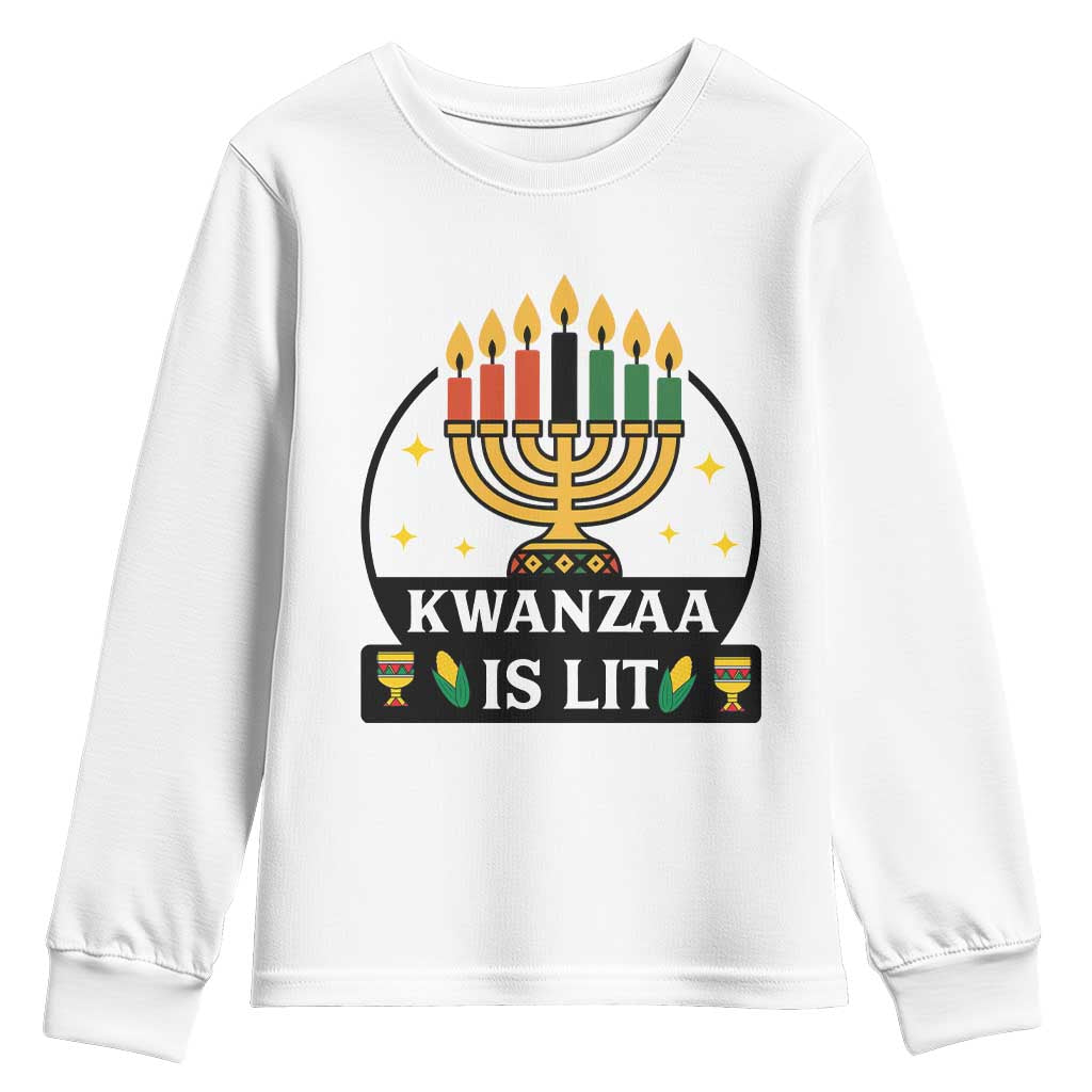 Kwanzaa Is Lit Youth Sweatshirt Funny African American Holiday Gift - Wonder Print Shop