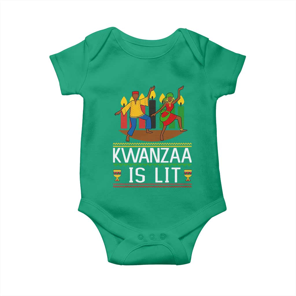 Funny Kwanzaa Is Lit Baby Onesie Festival Of Lights African Heritage Gift - Wonder Print Shop