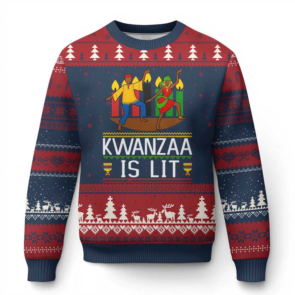 Funny Kwanzaa Is Lit Ugly Christmas Sweater Festival Of Lights African Heritage Gift - Wonder Print Shop