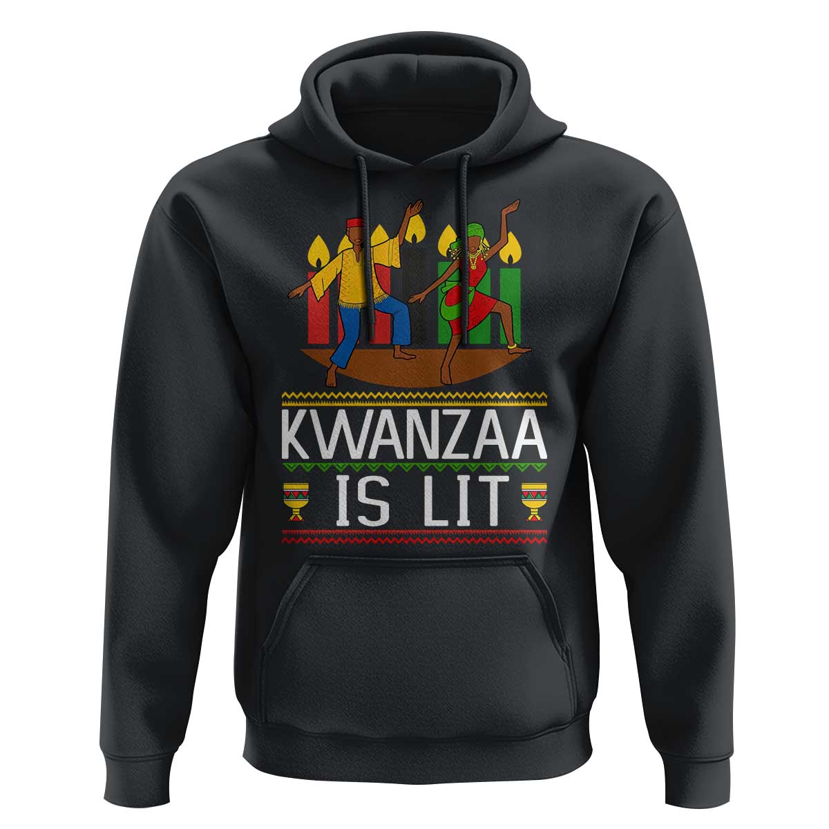 Funny Kwanzaa Is Lit Hoodie Festival Of Lights African Heritage Gift - Wonder Print Shop