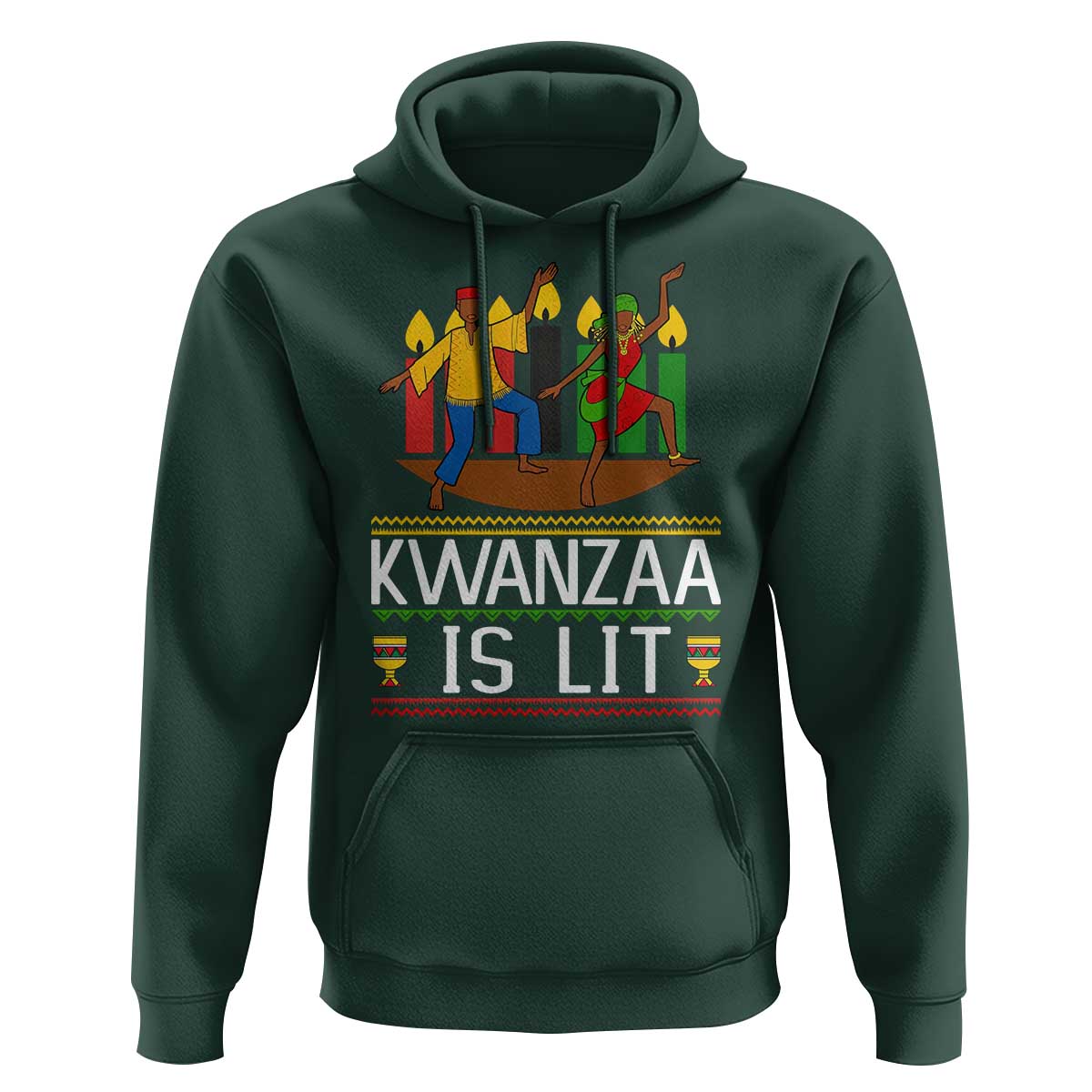 Funny Kwanzaa Is Lit Hoodie Festival Of Lights African Heritage Gift - Wonder Print Shop