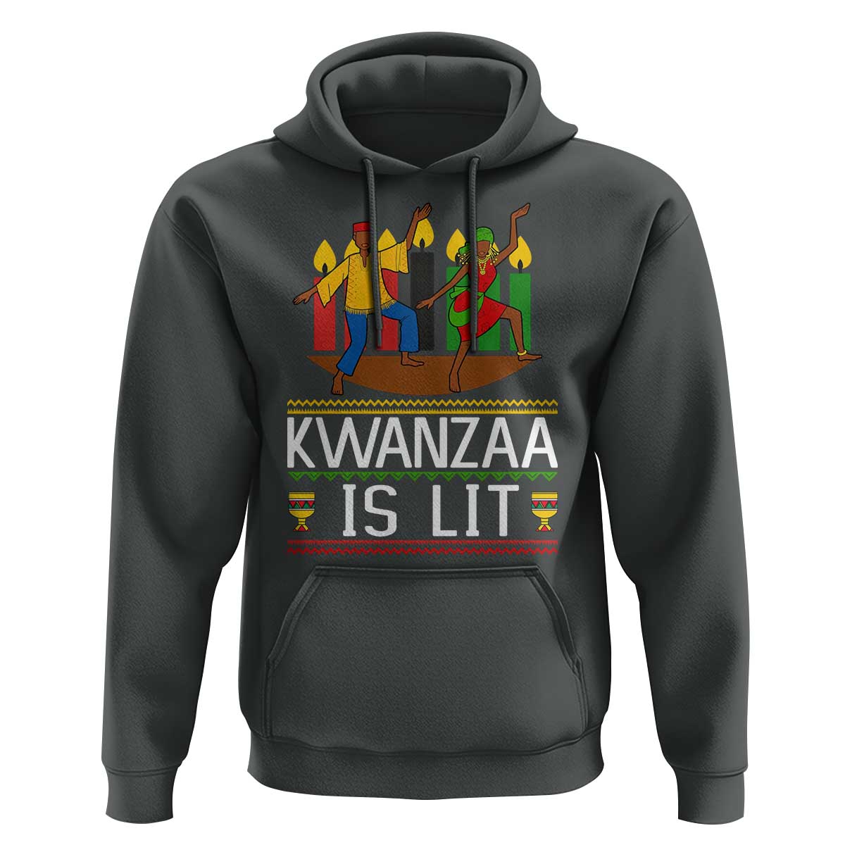 Funny Kwanzaa Is Lit Hoodie Festival Of Lights African Heritage Gift - Wonder Print Shop