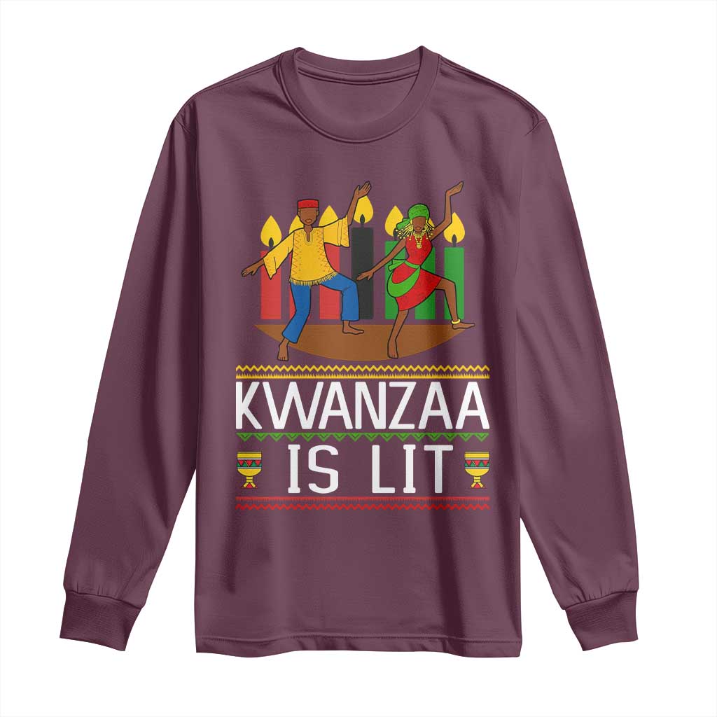 Funny Kwanzaa Is Lit Long Sleeve Shirt Festival Of Lights African Heritage Gift - Wonder Print Shop