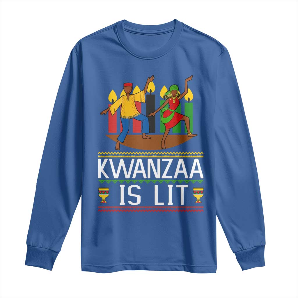 Funny Kwanzaa Is Lit Long Sleeve Shirt Festival Of Lights African Heritage Gift - Wonder Print Shop
