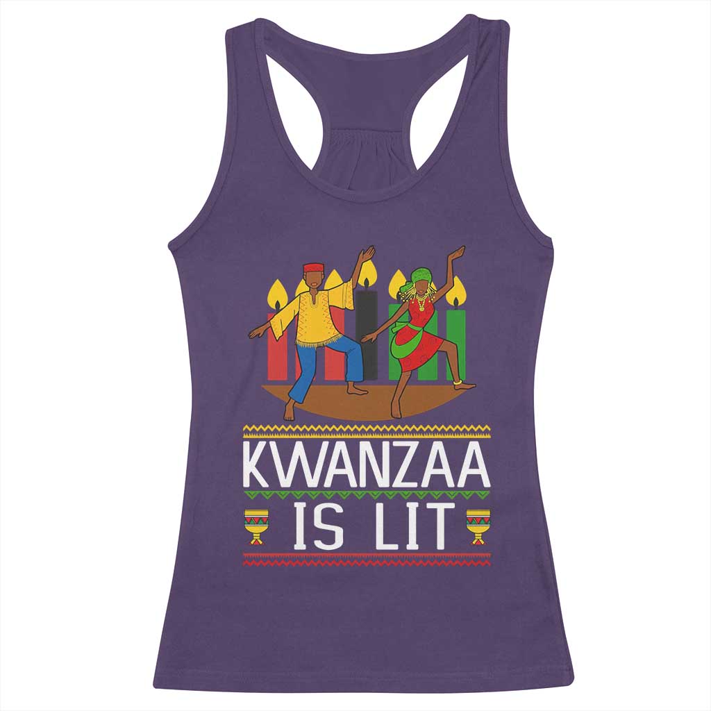 Funny Kwanzaa Is Lit Racerback Tank Top Festival Of Lights African Heritage Gift - Wonder Print Shop