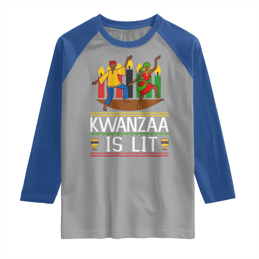 Funny Kwanzaa Is Lit Raglan Shirt Festival Of Lights African Heritage Gift - Wonder Print Shop