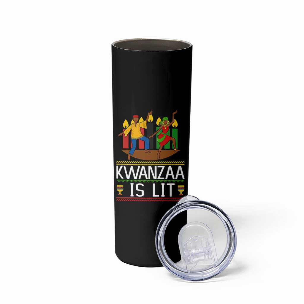 Funny Kwanzaa Is Lit Skinny Tumbler Festival Of Lights African Heritage Gift - Wonder Print Shop