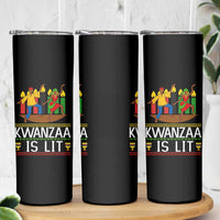Funny Kwanzaa Is Lit Skinny Tumbler Festival Of Lights African Heritage Gift - Wonder Print Shop