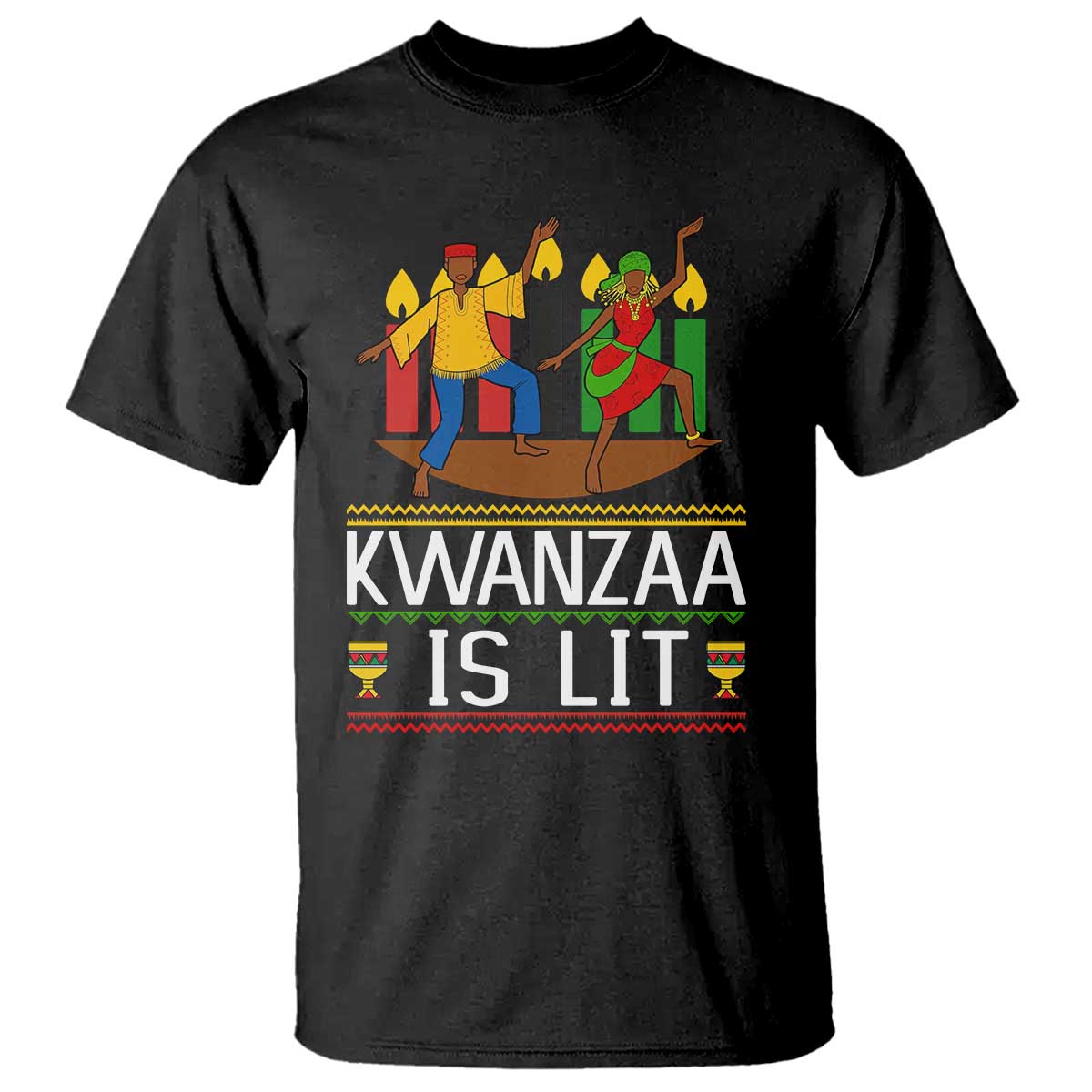 Funny Kwanzaa Is Lit T Shirt Festival Of Lights African Heritage Gift - Wonder Print Shop
