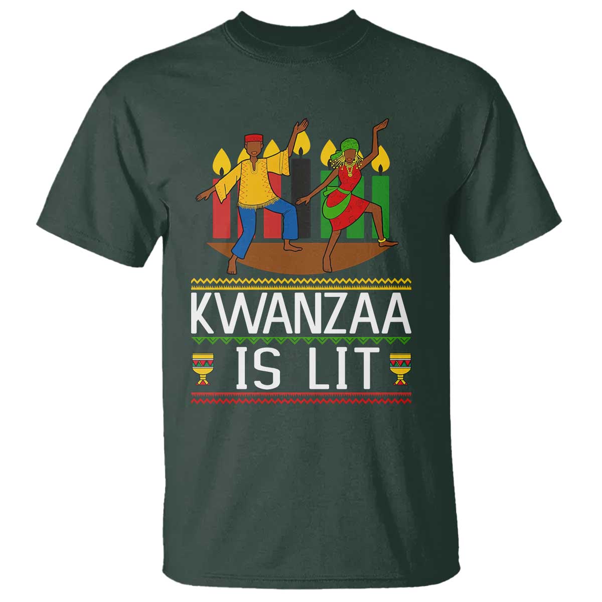 Funny Kwanzaa Is Lit T Shirt Festival Of Lights African Heritage Gift - Wonder Print Shop