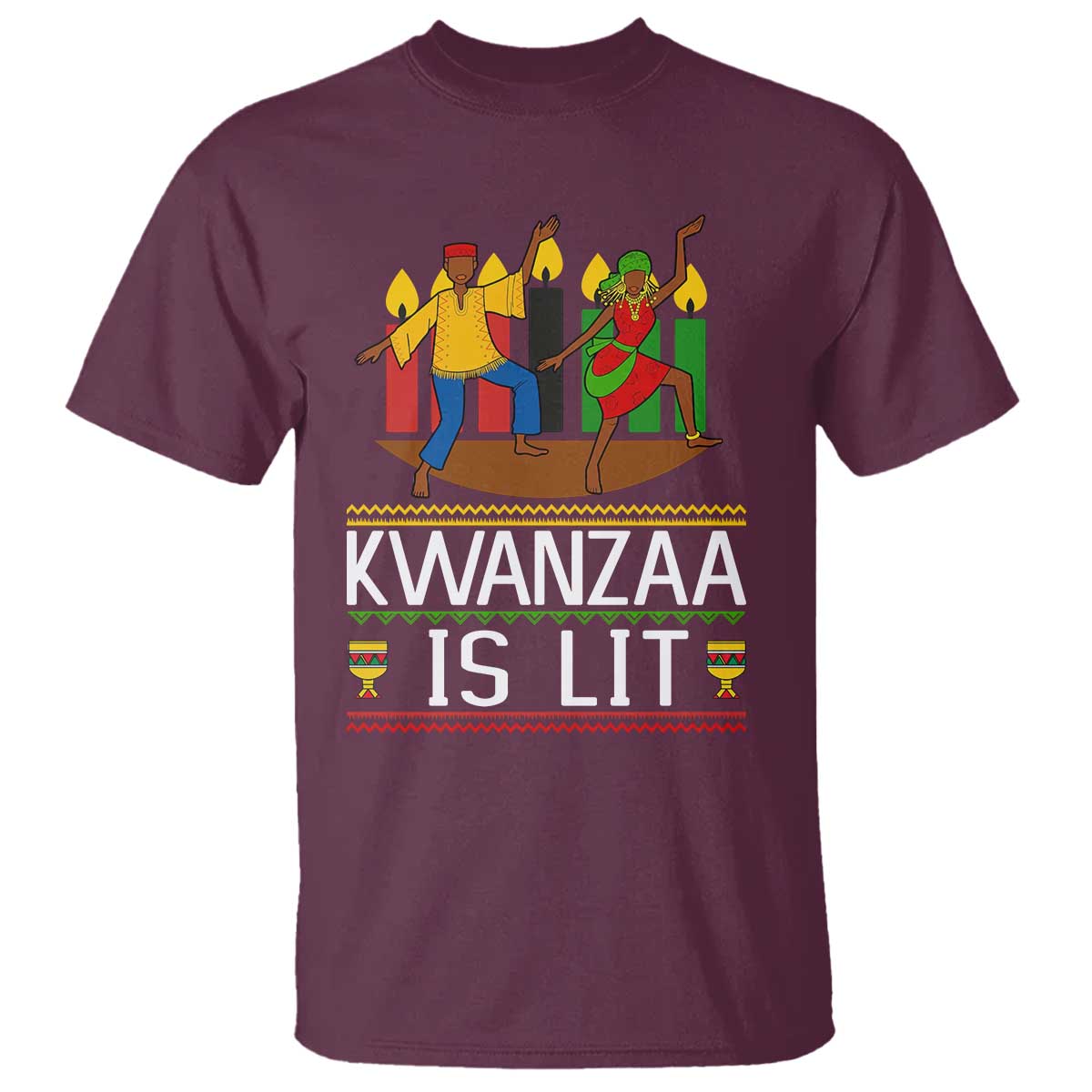 Funny Kwanzaa Is Lit T Shirt Festival Of Lights African Heritage Gift - Wonder Print Shop
