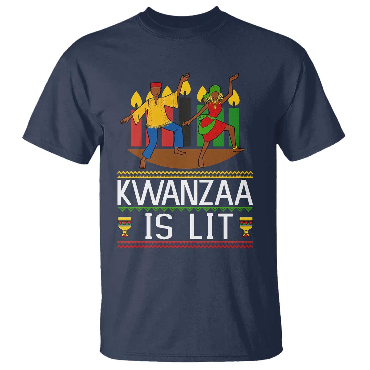 Funny Kwanzaa Is Lit T Shirt Festival Of Lights African Heritage Gift - Wonder Print Shop