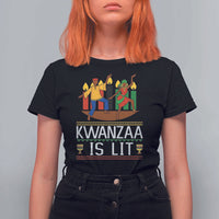 Funny Kwanzaa Is Lit T Shirt For Women Festival Of Lights African Heritage Gift - Wonder Print Shop