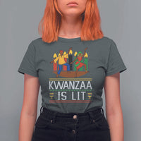 Funny Kwanzaa Is Lit T Shirt For Women Festival Of Lights African Heritage Gift - Wonder Print Shop