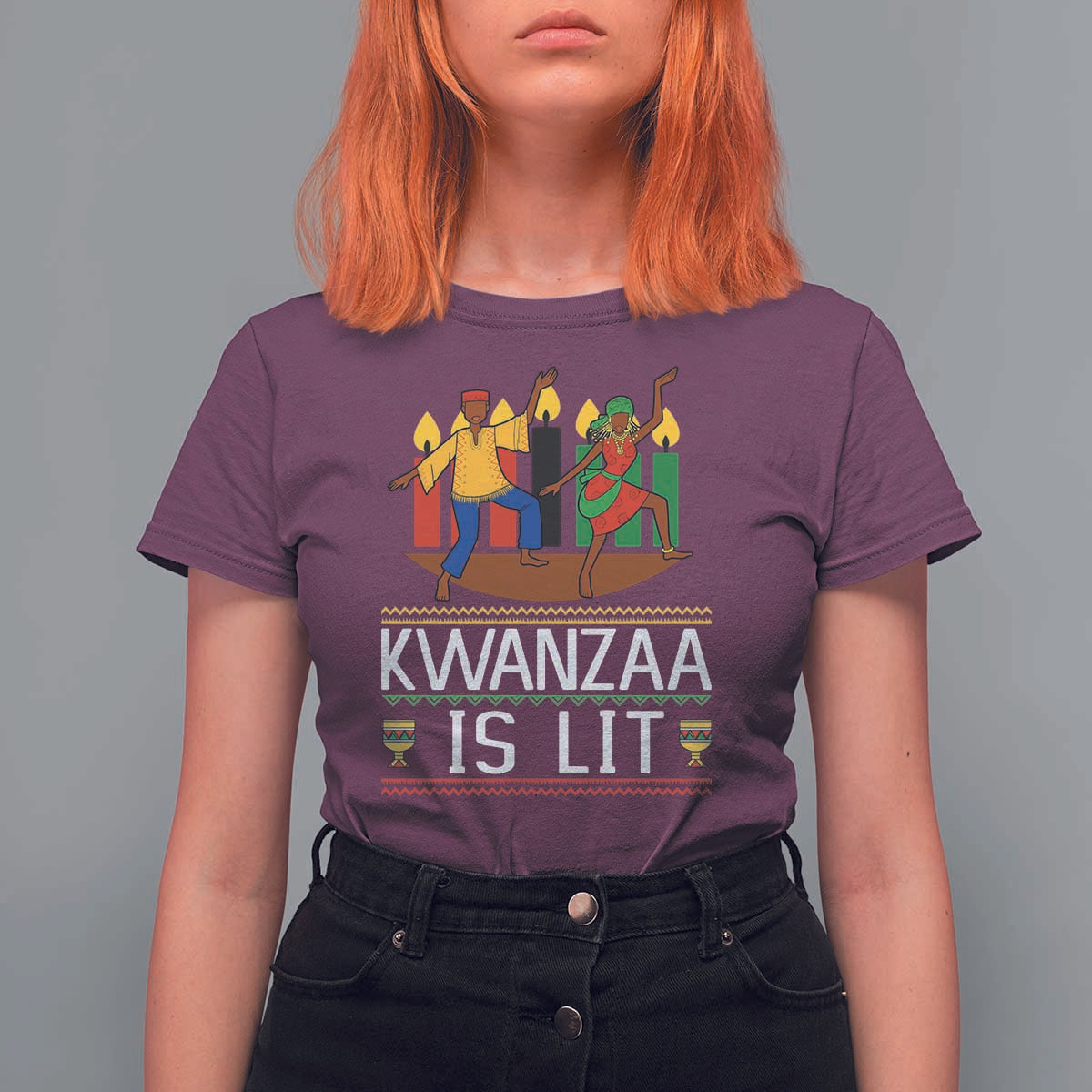 Funny Kwanzaa Is Lit T Shirt For Women Festival Of Lights African Heritage Gift - Wonder Print Shop