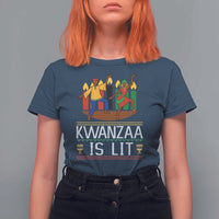 Funny Kwanzaa Is Lit T Shirt For Women Festival Of Lights African Heritage Gift - Wonder Print Shop