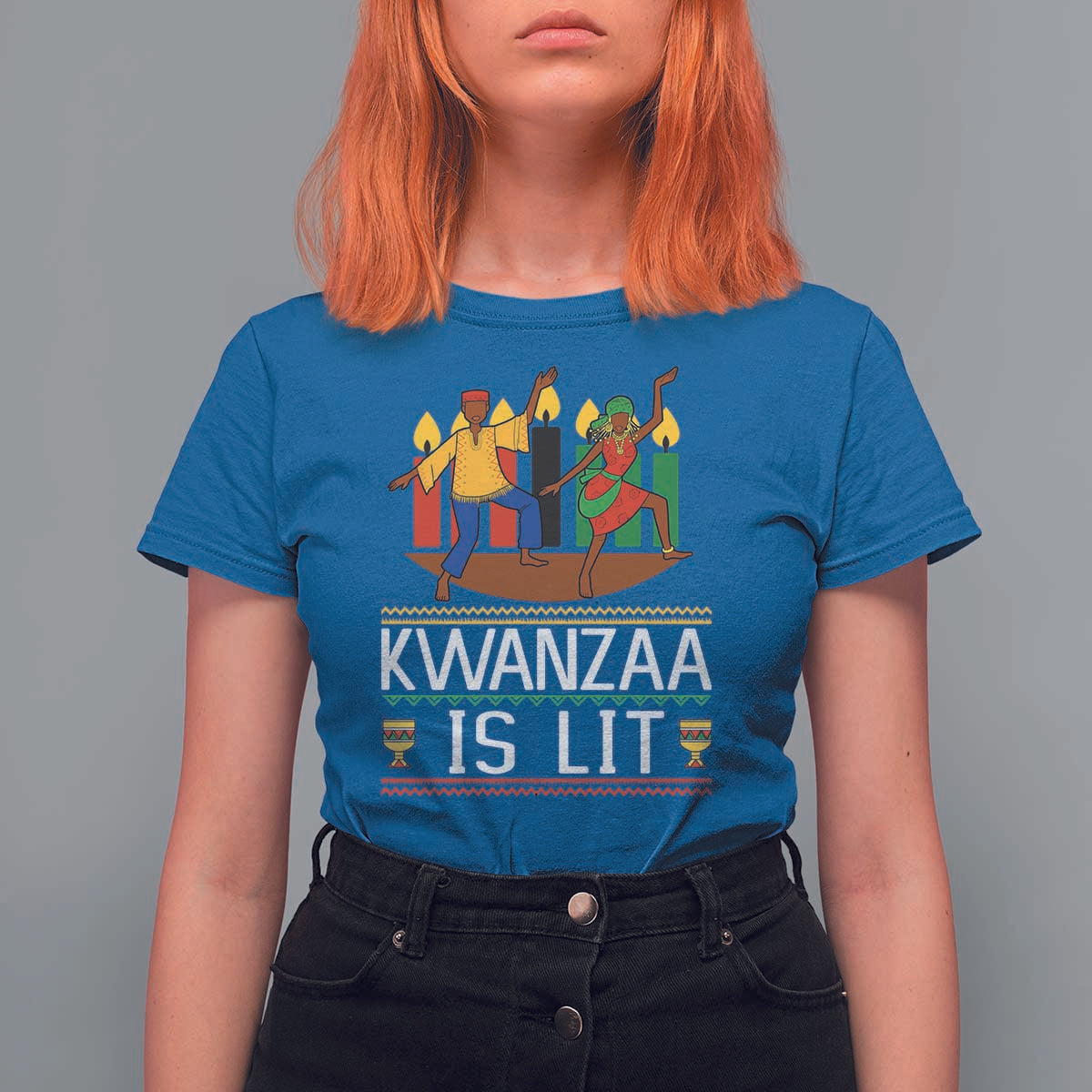 Funny Kwanzaa Is Lit T Shirt For Women Festival Of Lights African Heritage Gift - Wonder Print Shop