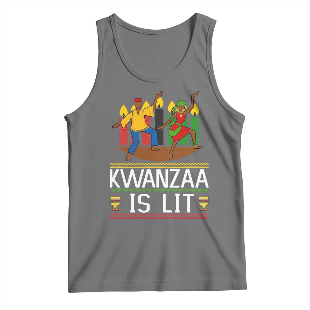 Funny Kwanzaa Is Lit Tank Top Festival Of Lights African Heritage Gift - Wonder Print Shop