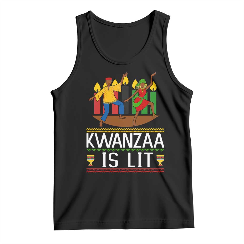 Funny Kwanzaa Is Lit Tank Top Festival Of Lights African Heritage Gift - Wonder Print Shop