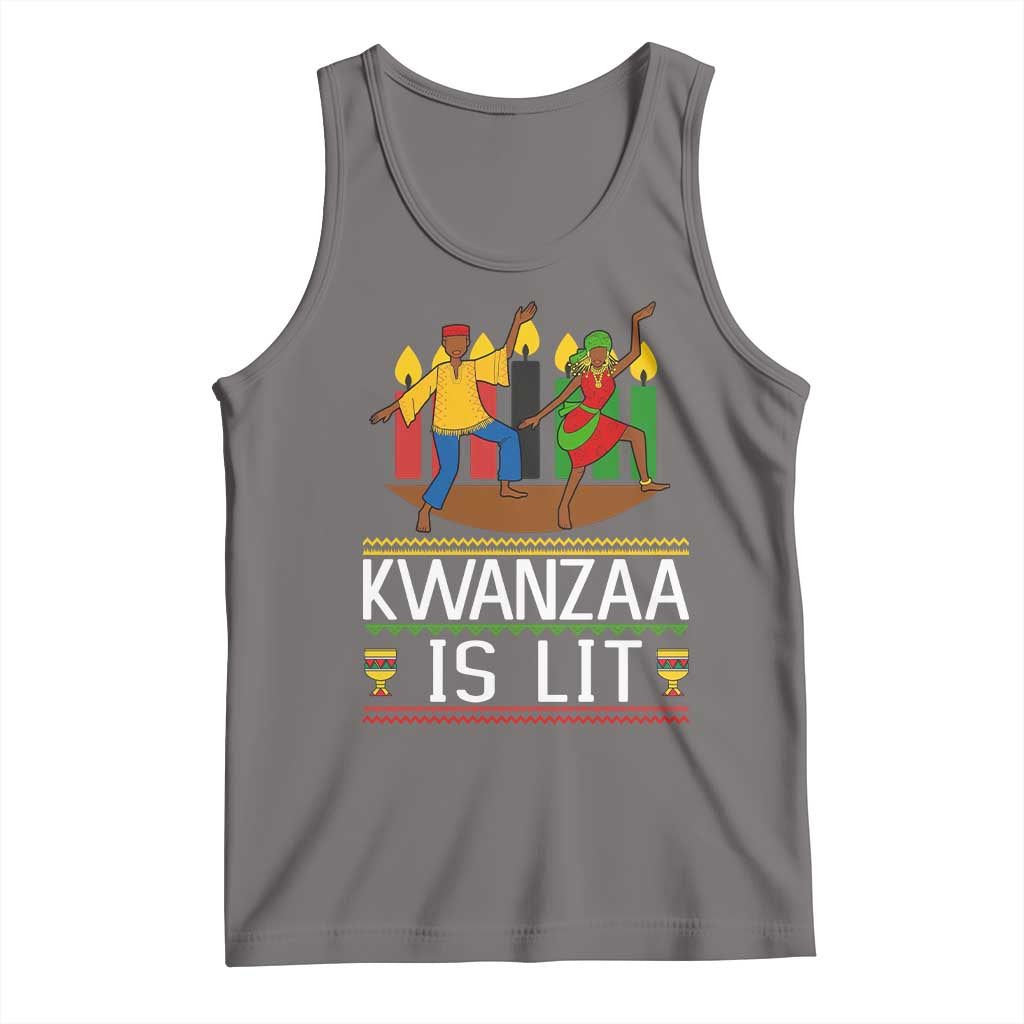 Funny Kwanzaa Is Lit Tank Top Festival Of Lights African Heritage Gift - Wonder Print Shop
