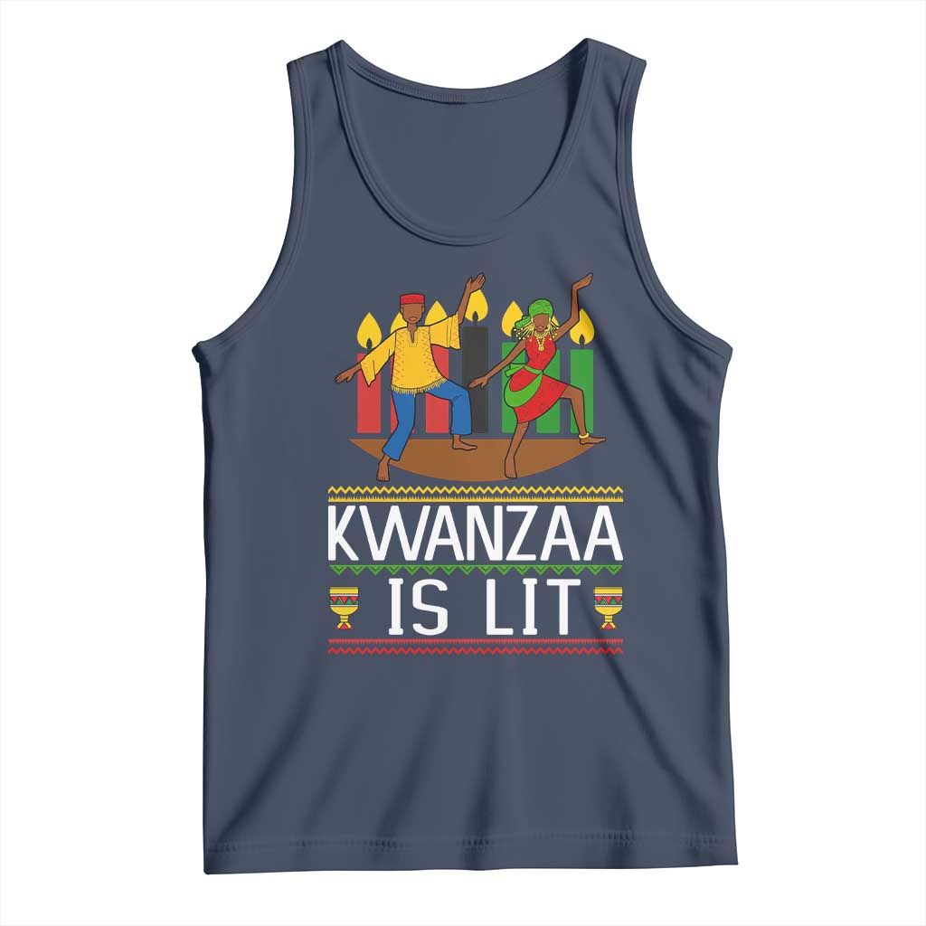 Funny Kwanzaa Is Lit Tank Top Festival Of Lights African Heritage Gift - Wonder Print Shop