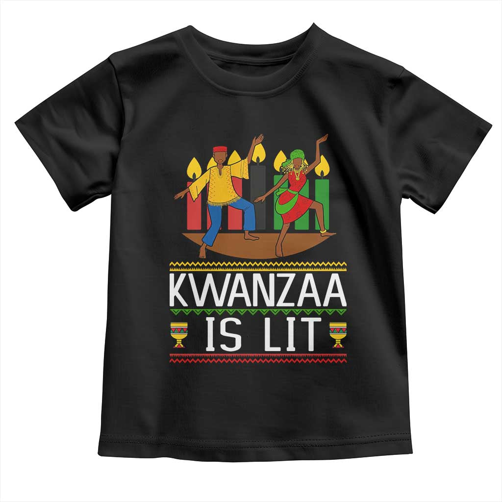 Funny Kwanzaa Is Lit Toddler T Shirt Festival Of Lights African Heritage Gift - Wonder Print Shop