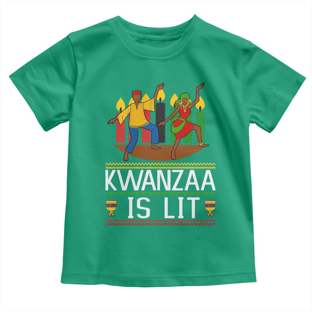 Funny Kwanzaa Is Lit Toddler T Shirt Festival Of Lights African Heritage Gift - Wonder Print Shop