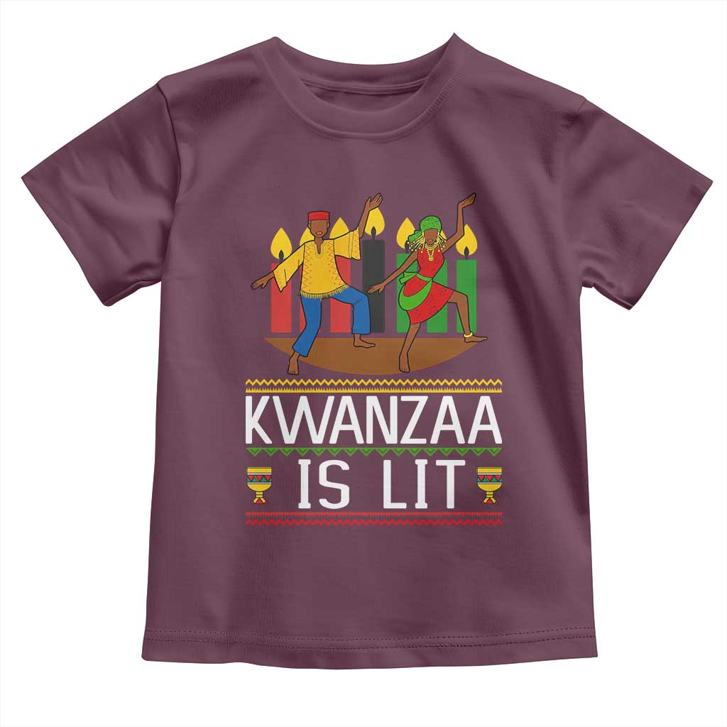 Funny Kwanzaa Is Lit Toddler T Shirt Festival Of Lights African Heritage Gift - Wonder Print Shop