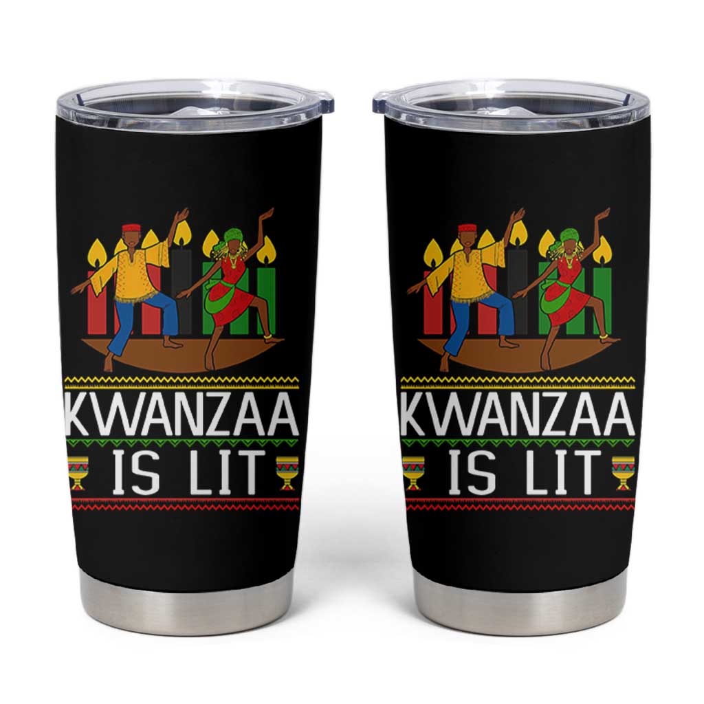 Funny Kwanzaa Is Lit Tumbler Cup Festival Of Lights African Heritage Gift - Wonder Print Shop