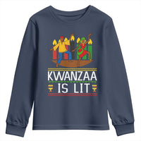 Funny Kwanzaa Is Lit Youth Sweatshirt Festival Of Lights African Heritage Gift - Wonder Print Shop