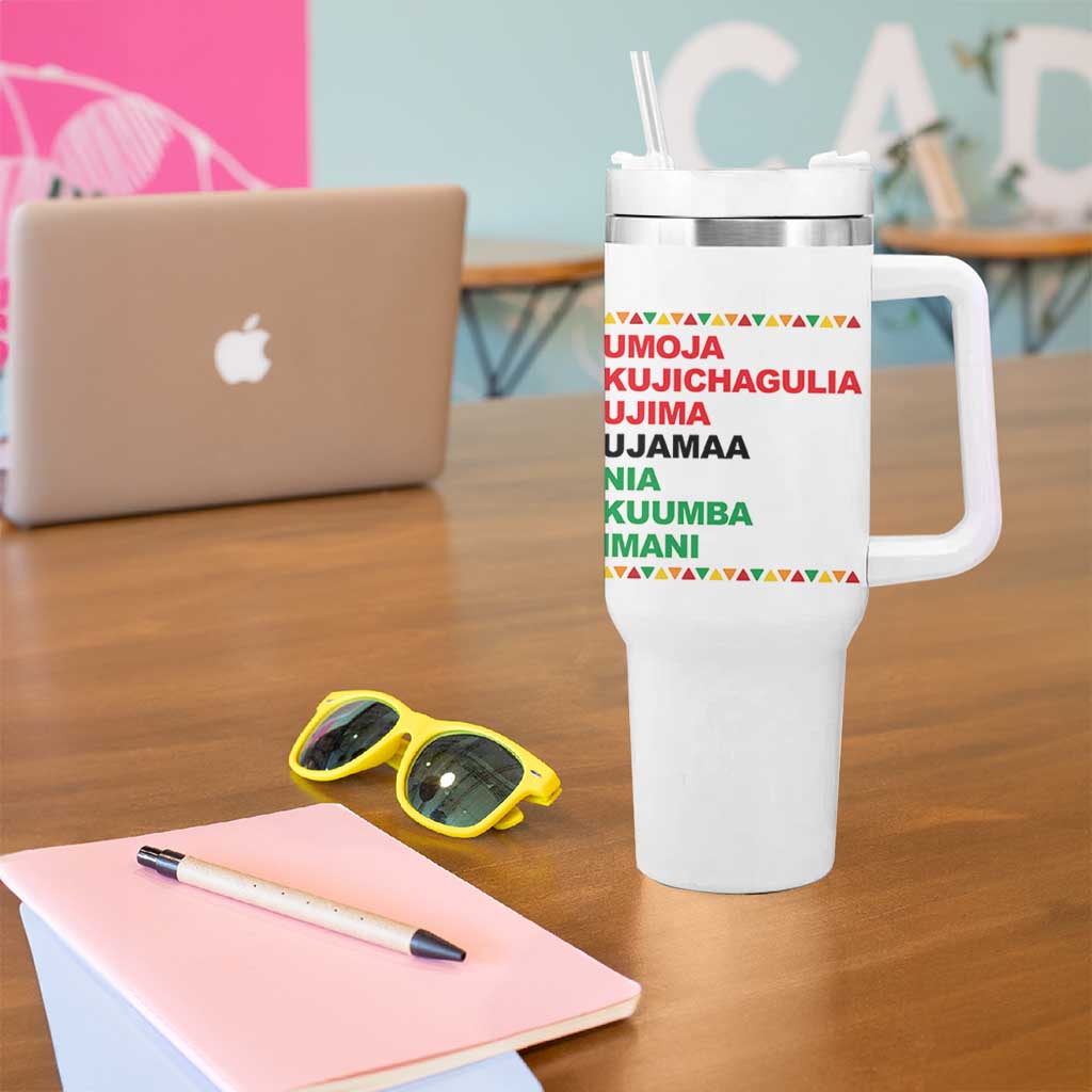 7 Principles Of Kwanzaa Tumbler With Handle African American Holiday Gift - Wonder Print Shop