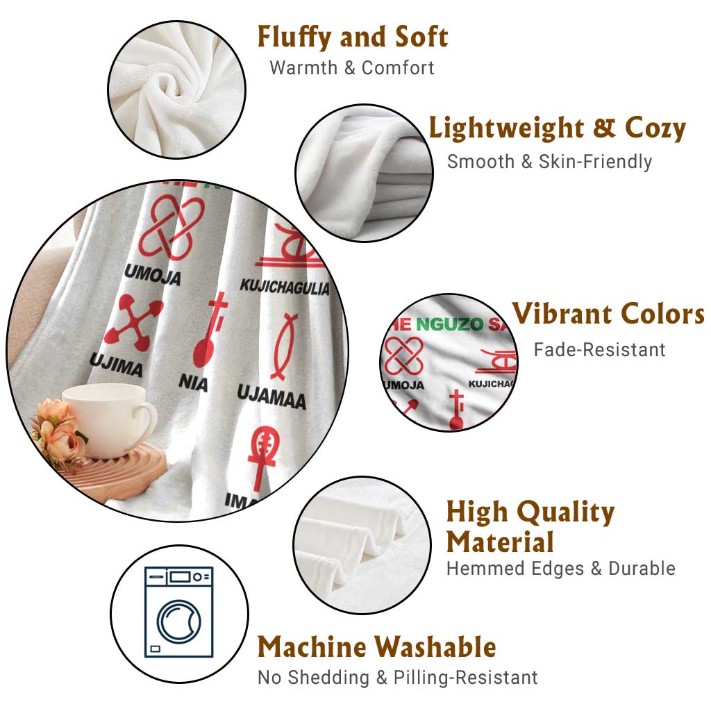 Nguzo Saba Seven Principles Of Kwanzaa Celebration Gift Throw Blanket - Wonder Print Shop