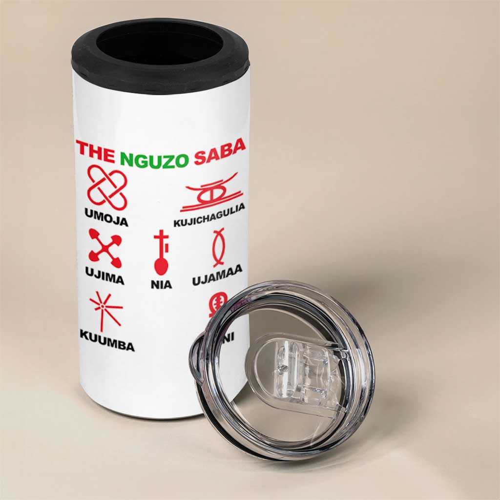 Nguzo Saba Seven Principles Of Kwanzaa Celebration Gift 4 in 1 Can Cooler Tumbler - Wonder Print Shop