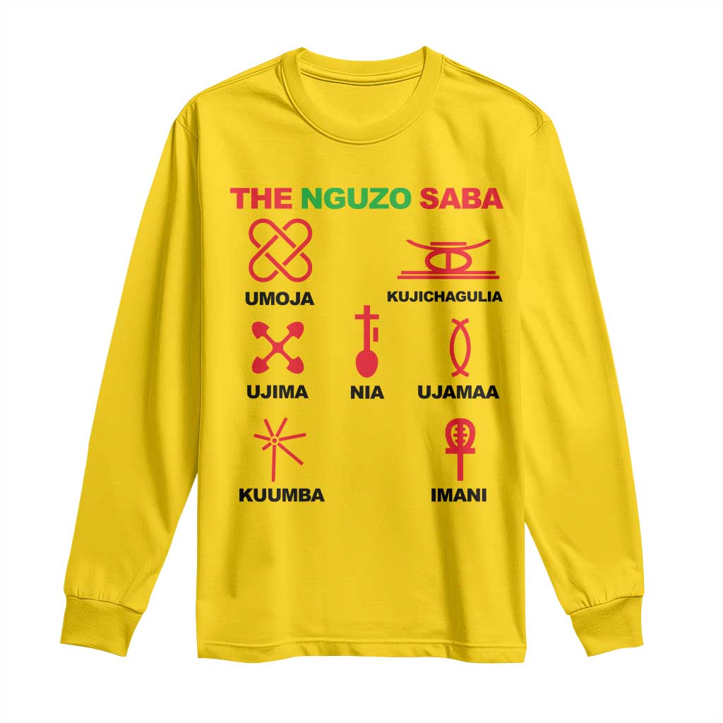 Nguzo Saba Seven Principles Of Kwanzaa Celebration Gift Long Sleeve Shirt - Wonder Print Shop