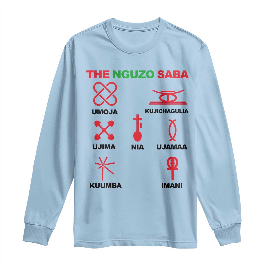 Nguzo Saba Seven Principles Of Kwanzaa Celebration Gift Long Sleeve Shirt - Wonder Print Shop