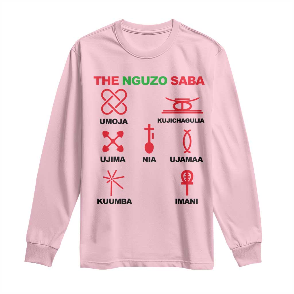 Nguzo Saba Seven Principles Of Kwanzaa Celebration Gift Long Sleeve Shirt - Wonder Print Shop