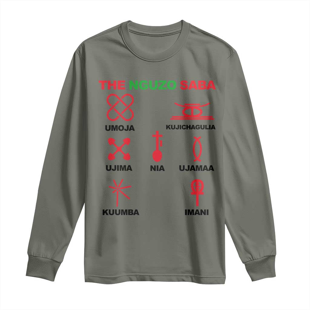 Nguzo Saba Seven Principles Of Kwanzaa Celebration Gift Long Sleeve Shirt - Wonder Print Shop