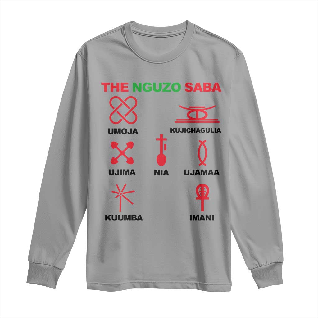 Nguzo Saba Seven Principles Of Kwanzaa Celebration Gift Long Sleeve Shirt - Wonder Print Shop