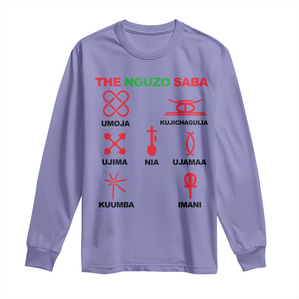 Nguzo Saba Seven Principles Of Kwanzaa Celebration Gift Long Sleeve Shirt - Wonder Print Shop
