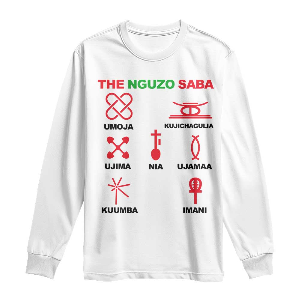 Nguzo Saba Seven Principles Of Kwanzaa Celebration Gift Long Sleeve Shirt - Wonder Print Shop