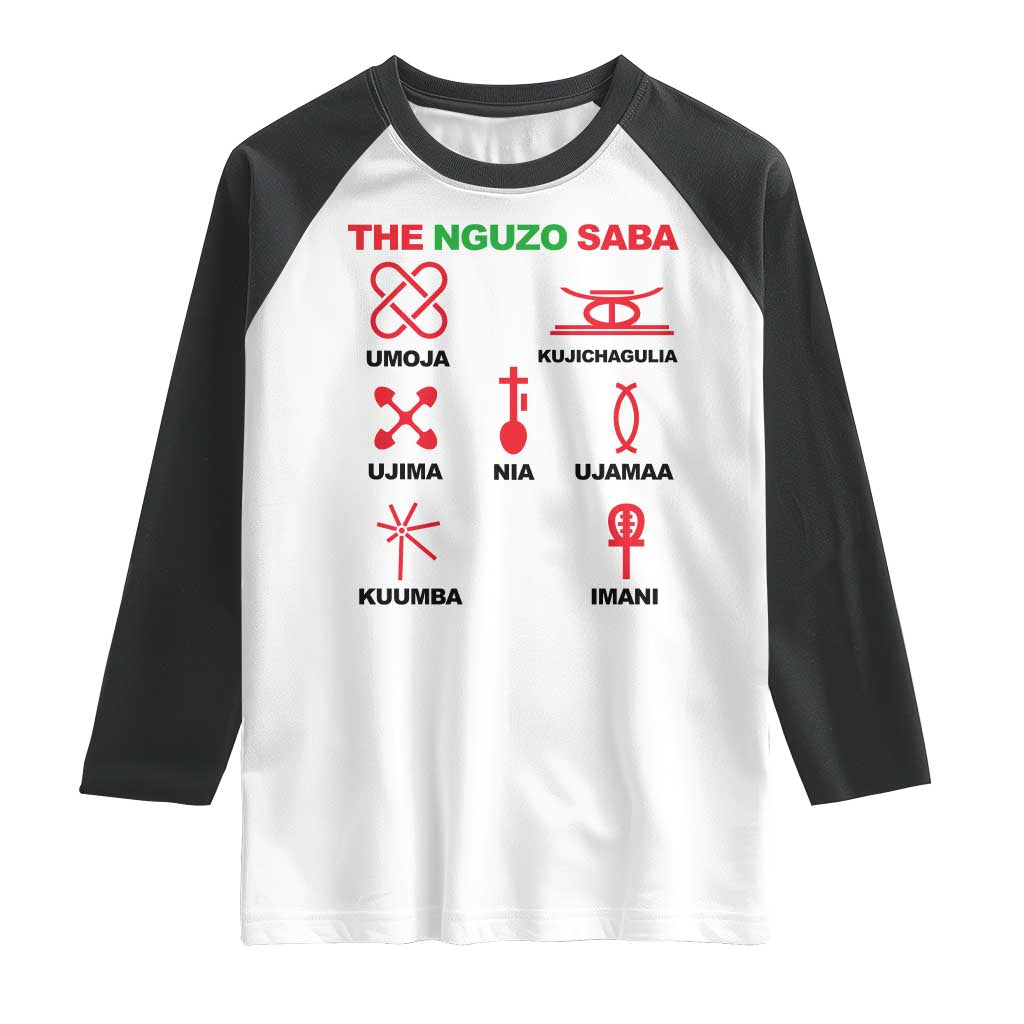 Nguzo Saba Seven Principles Of Kwanzaa Celebration Gift Raglan Shirt - Wonder Print Shop