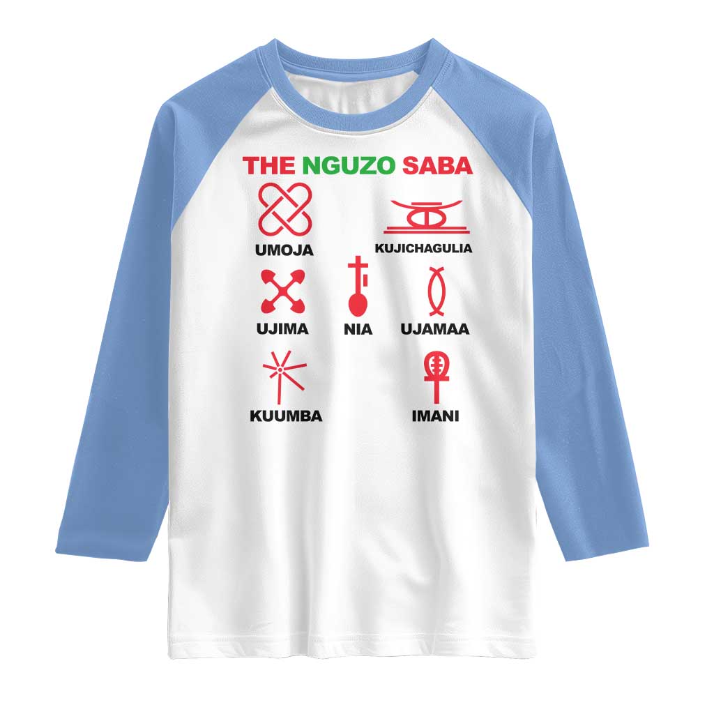 Nguzo Saba Seven Principles Of Kwanzaa Celebration Gift Raglan Shirt - Wonder Print Shop