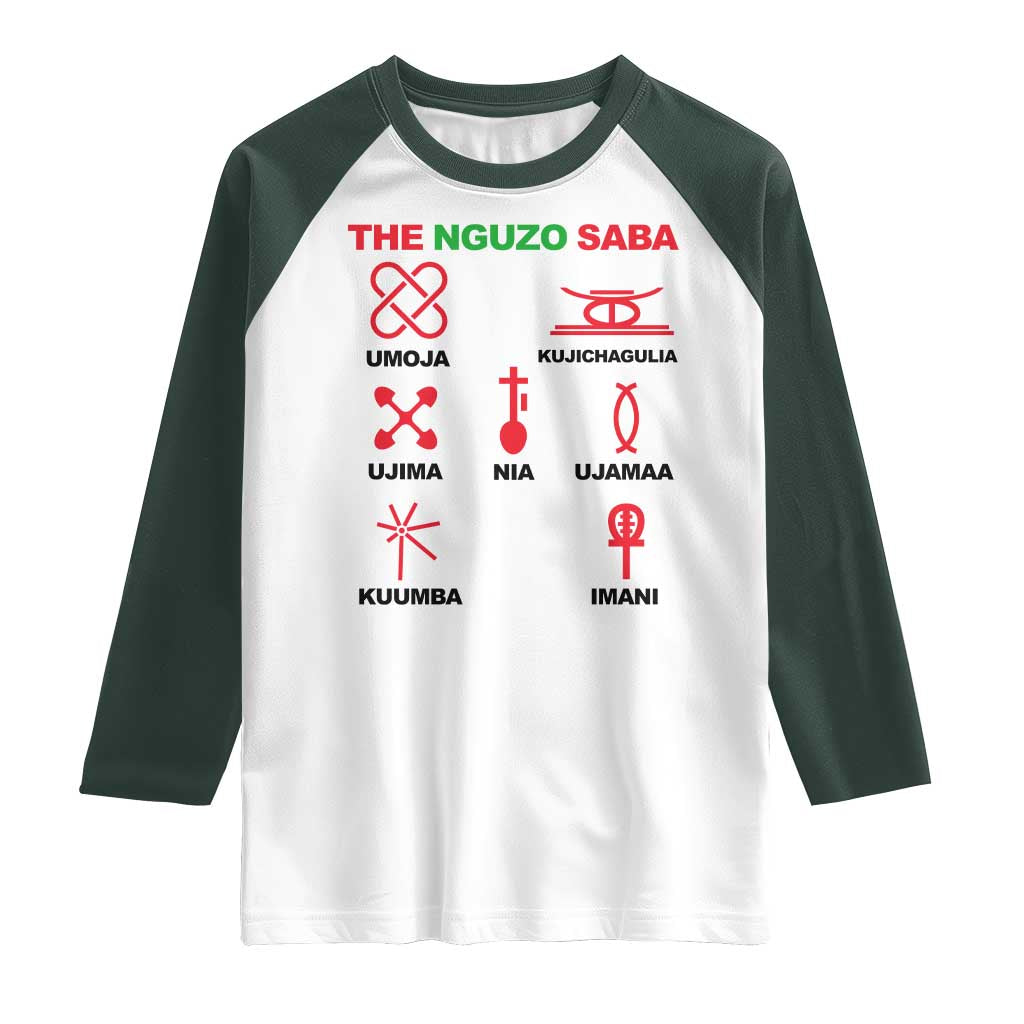 Nguzo Saba Seven Principles Of Kwanzaa Celebration Gift Raglan Shirt - Wonder Print Shop