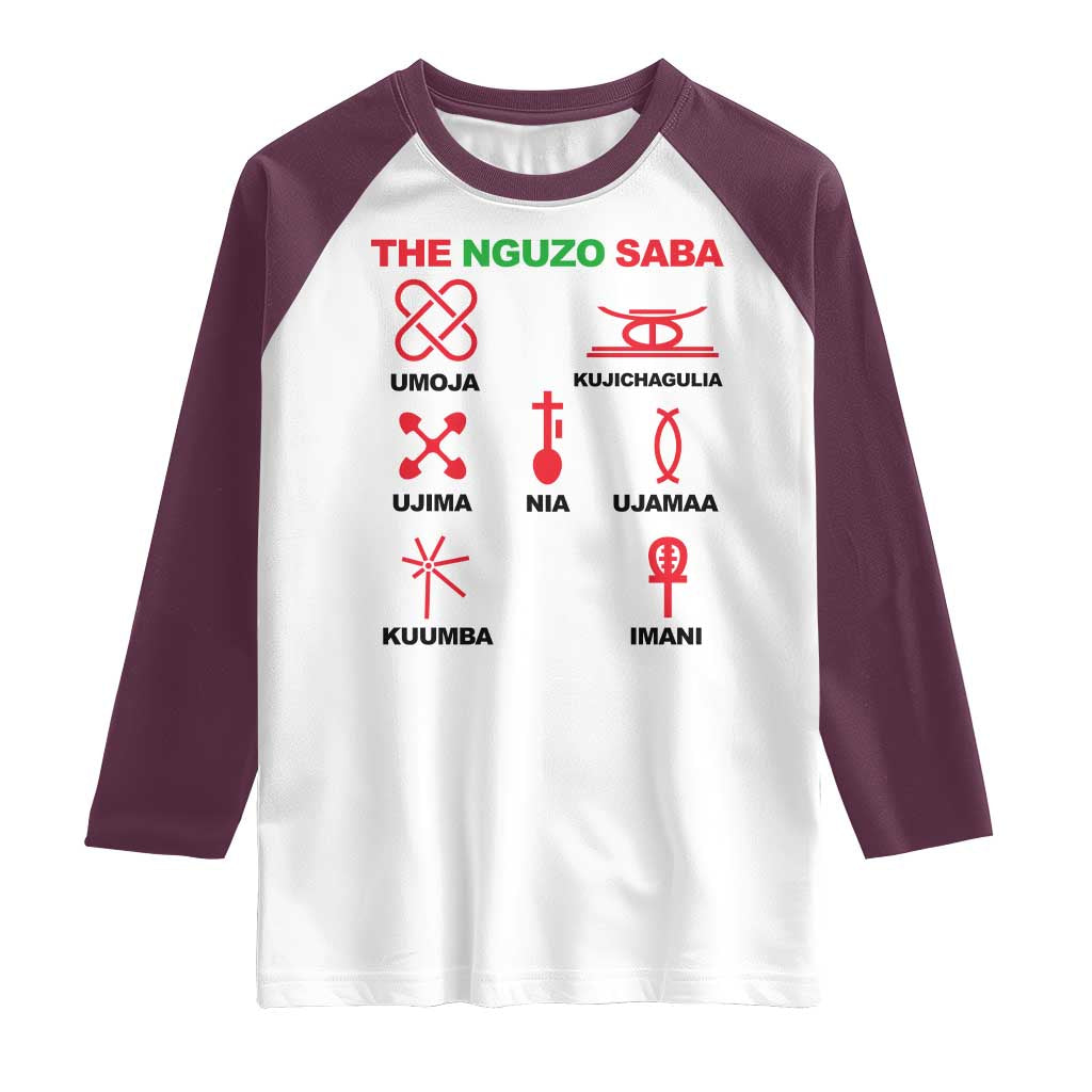 Nguzo Saba Seven Principles Of Kwanzaa Celebration Gift Raglan Shirt - Wonder Print Shop
