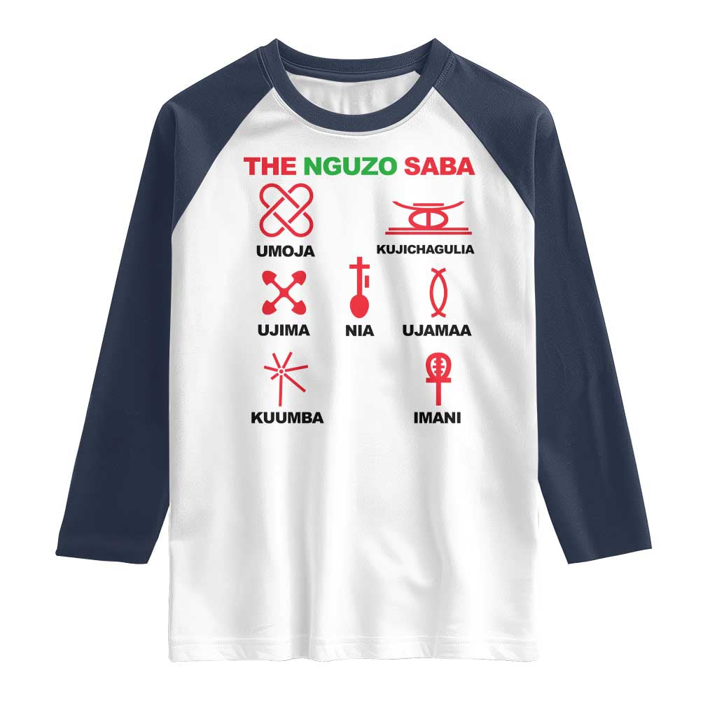 Nguzo Saba Seven Principles Of Kwanzaa Celebration Gift Raglan Shirt - Wonder Print Shop